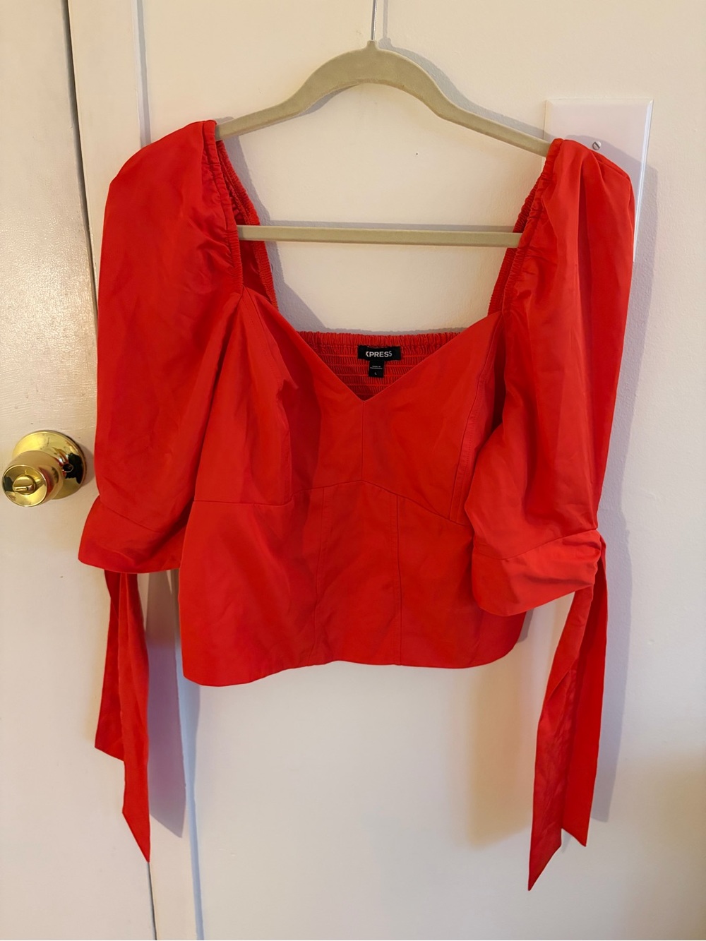 Express Puff-Sleeve Square Neck Top